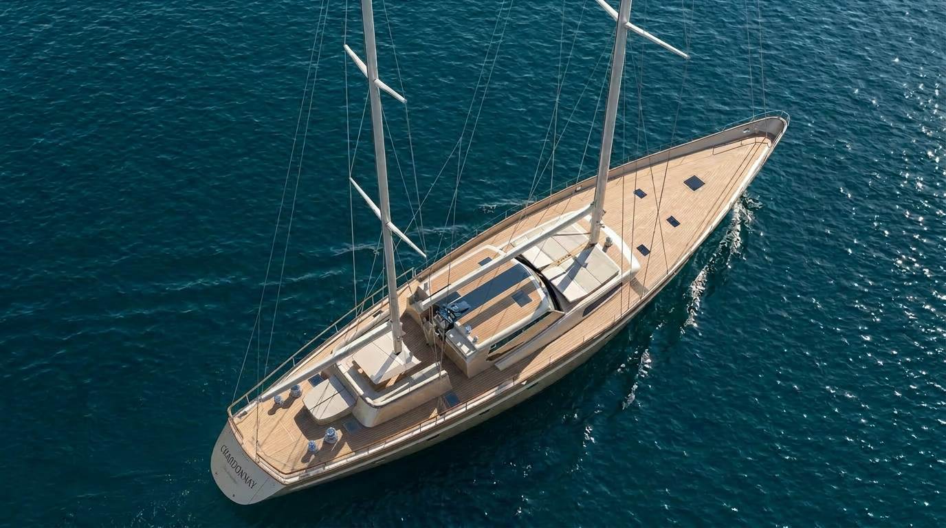 Chardonnay aerial view of the teak deck