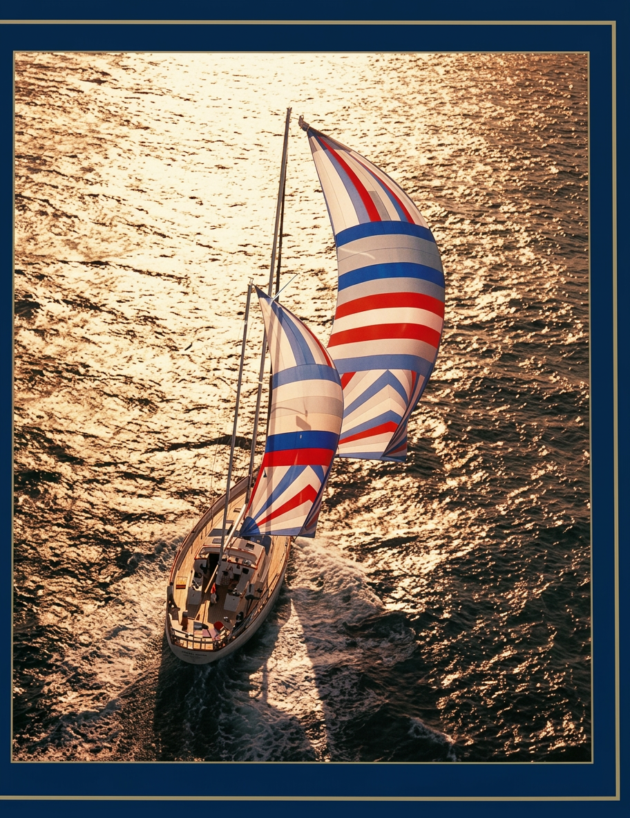 Chardonnay under spinnaker, archive image